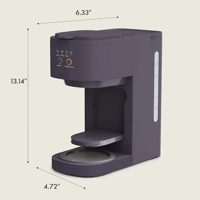 BELLA VersaBrew 2-in1 Coffee Maker, K-Cup compatible, Brew 3 Sizes Carafes & Single Serve Cups, Dishwasher Safe Reusable Filter & Filter Holder, Iced Coffee Function, 60oz Tank, Plum