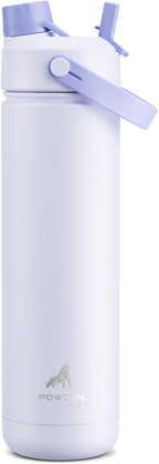 POWCAN 26 oz Insulated Water Bottle with 2-in-1 Straw and Spout Lid, Keep Cold 24H, Leak-Proof, Fits in Car Cup Holder, Stainless Steel Water Bottle for Sports, Travel, and School (Lupine)