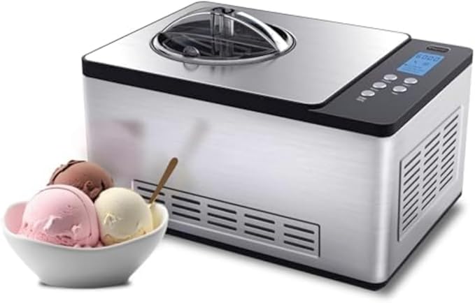 Whynter Ice Cream Maker Machine Automatic 2.1 Qt. with Built-In Compressor, LCD Digital Display & Timer, No Pre-Freezing, ICM-200LS, Stainless Steel