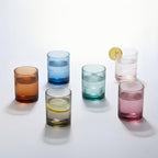 Physkoa Colored Drinking Glasses Set of 6 - Vintage Highball Glasses Colorful,Colorful Tumbler Glass for Cocktail,Juice,Mixed Drinks,Water,Holiday Party Supplies Gifts