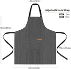 NLUS 2 Pack Kitchen Cooking Aprons, Adjustable Bib Soft Chef Apron with 2 Pockets for Men Women (Black Pinstripes/Pink Pinstripes)