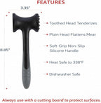 HIC Kitchen Soft-Grip Meat Tenderizer Mallet Marinating Prep Tool, Heat Safe, For Flattening Cutlets And Tenderizing Meat