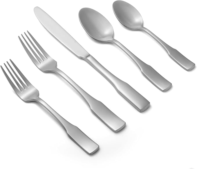 Alata Kate Satin 20-Piece Silverware Set,Service for 4,Stainless Steel Flatware Set,Matte Satin Polished Cutlery Set,Dishwasher Safe