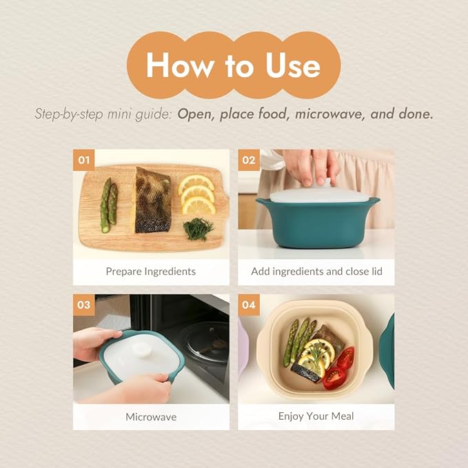 Silicone Multi-Steamer Made in Korea Microwave Steamer for Cooking & Reheating BPA-Free Flexible & Durable (Luna Purple, 30.44 fl oz)