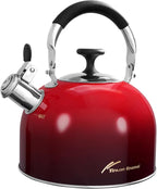 Tea Kettle Stovetop,Stainless Steel Whistling Tea Kettle For Stove Top, 2.5 Qt Tea Pot With Folding Handle, Food Grade Water Teapot Water Kettle For Stove Home Camping Travel,Gradient Red