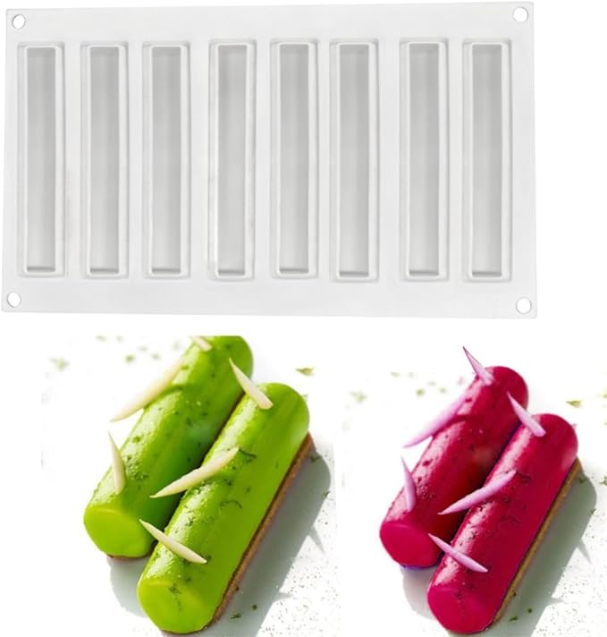 mostsom Silicone Molds Baking Mold for Mousse Cake, Silicone Mold for Chocolate, French Dessert Mold for Pastry Chocolate, Reusable Non-Stick Easy Release Baking Molds (H_ Long Bar)