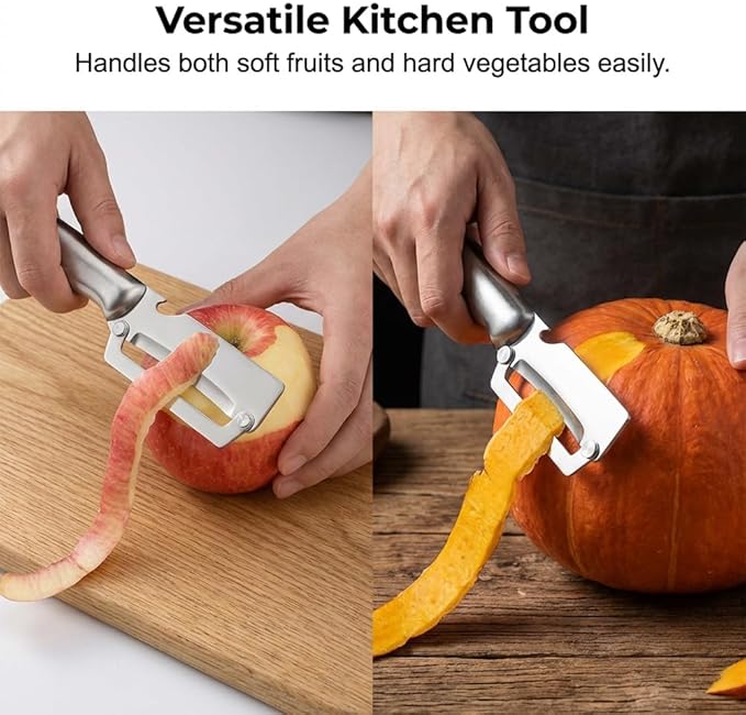 Multi-Functional Vegetable Peeler for Kitchen, 2026 New Vegetable Peeler with Wooden Handle and Bottle Opener, 2 in 1 Stainless Steel Kitchen Tool for Fruit Apple Potato Pumpkin Slicer (black, 1PCS)