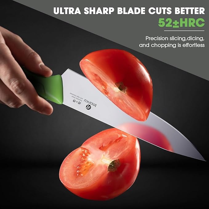 imarku® Knife Set with Block, Sharp Knife Sets with Built-in Sharpener, Japanese Stainless Steel Kitchen Knife Set with Non-Slip Ergonomic Handle, Dishwasher Safe, Best Holiday Gift, Teal Green