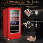 Wine Fridge,91-bottle Wine Cooler Refrigerators Dual Zone Large Wine Beverage Freestanding Cellar,Holds 91bottles (Red)