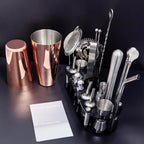 22-Piece Cocktail Shaker Set, 25/20oz Bartender Kit, Bartending Stainless Steel Bar Tools Sets for Drink Mixing, Boston Cocktail Shakers with Stand Recipes Booklet (Rose Gold-25-20oz)
