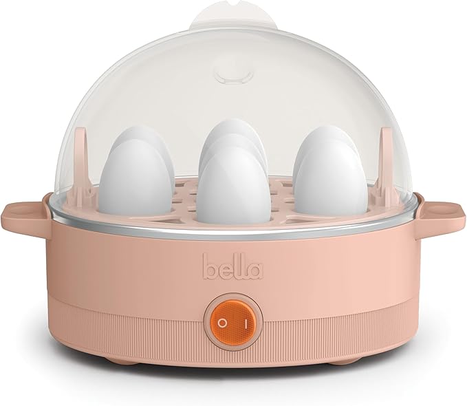 bella Electric Egg Cooker, 7 Eggs Capacity Tray, Single Stack, for Poached, Scrambled, Hard, Medium & Soft Boiled Eggs, Omelets and Steamed Dumplings, Auto Shutoff, 360 Watt, Blossom