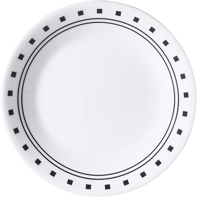 Corelle Vitrelle 18-Piece Service for 6 Dinnerware Set Triple Layer Glass and Chip Resistant, Lightweight Round Plates and Bowls Set, City Block