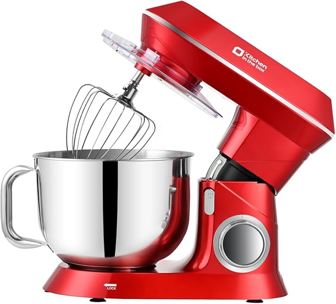 Kitchen in the box Stand Mixer, 900W 7.5QT Kitchen Electric Mixer, 6-Speed Tilt-Head Food Mixer for Baking with Dough Hook,Wire Whip,Beater (Red)