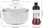 Electric Salad Spinner,6L Large Capacity Automatic Vegetables Fruit Washer Dryer Drainer Strainer,USB Charge Lettuce Spinner Cleaner with 350 ml Squeeze Bottle for Home Kitchen