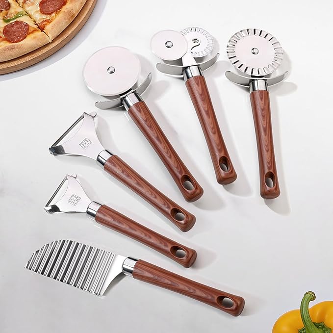 12-Piece Kitchen Tools and Gadgets Set with Wood Imitation Handle BRIIEC Stainless Steel Cooking Utensils Kitchen Accessories Includes Can Opener Garlic Press Peeler