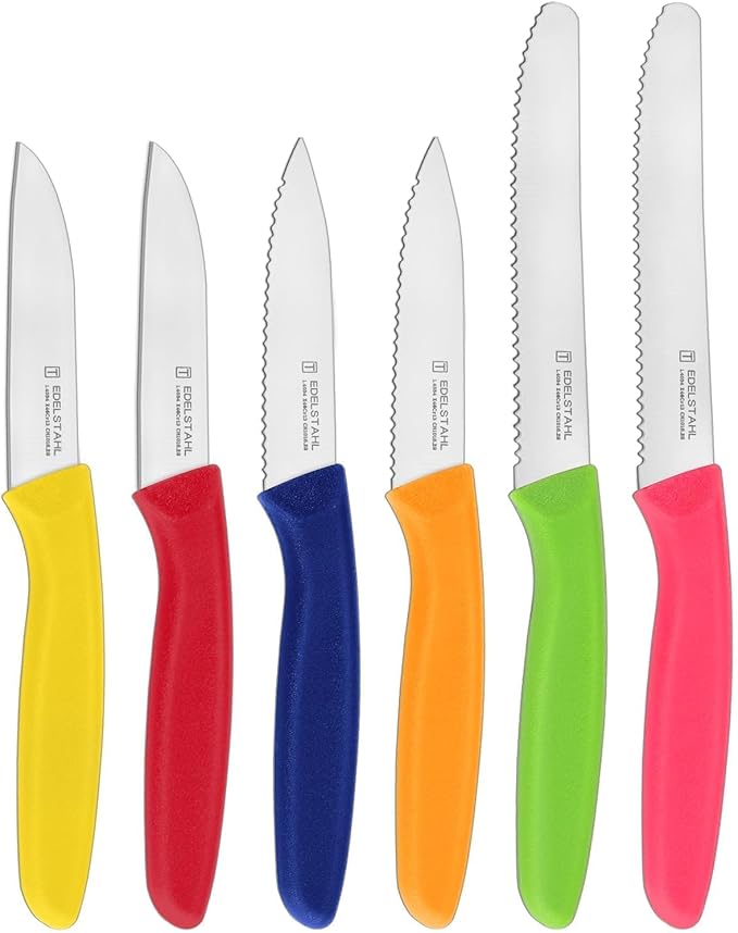Paring Knife Set 6PCS, Ultra Sharp Kitchen Knives, Cutting & Peeling Knives, Kitchen Knives for Home Essentials, PP Plastic Handle-Multicolored