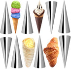 Non-stick Cream Horn Molds Stainless Steel, FantasyDay 5 inch Large Size Cannoli Tubes Kit Pack of 16 Baking Cones Pastry Roll Horn Croissant Mold - Christmas Anniversary Free Standing Cone Shape