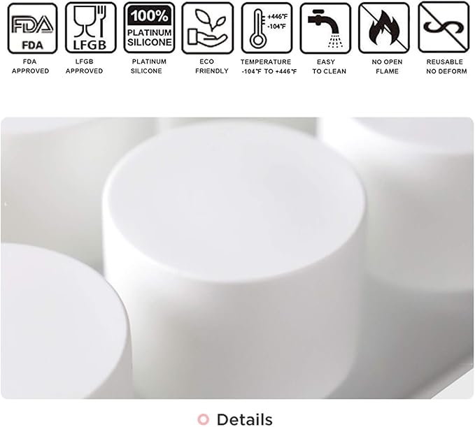 OCPO KITCHEN Tall Cylinder Silicone Molds for Mousse Cake, 3D Silicone Baking Mold for Brownie French Dessert Pastry Ice Cream Cake Decoration Mold, Cylinder Shape (8-cavity)
