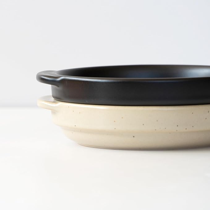 Santo Banko Ware Au Gratin Dish, Large, 22.0 fl oz (650 ml), Heat Resistant, Oven-safe, Direct Fire, Microwave, Dishwasher Safe, Stackable, Beige, Made in Japan