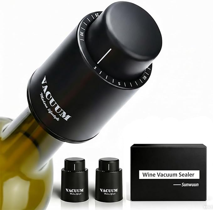 [2 PACK] Wine Bottle Stoppers,Real Vacuum Stoppers,Reusable Wine Preserver,Wine Corks Keep Fresh,Best Christmas and Birthday Gifts for Wine Lovers.
