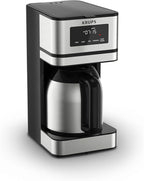Krups Simply Brew Stainless Steel and Thermal Carafe Drip Coffee Maker 12 Cup Programmable, Customizable, Digital Display, Insulated Coffee Filter, Dishwasher Safe, Drip Free Silver and Black