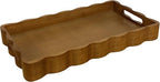 JUIOETURPine Wood Decorative Tray with Handle Rectangular Wooden Serving Tray for Breakfast in Bed,Coffee Table,Dining Table,or Kitchen - Perfect for Living Room,Bedroom,and Entryway Decor (Brown)