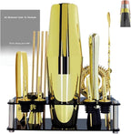 Professional Cocktail Shaker Set with Stand Cocktail Recipes, 15-Piece 750/600ml Bartender Kit, Bar Sets Bartending Kit Bar Tool Set 25/20oz Boston Shakers, Jigger, Muddler (Gold)