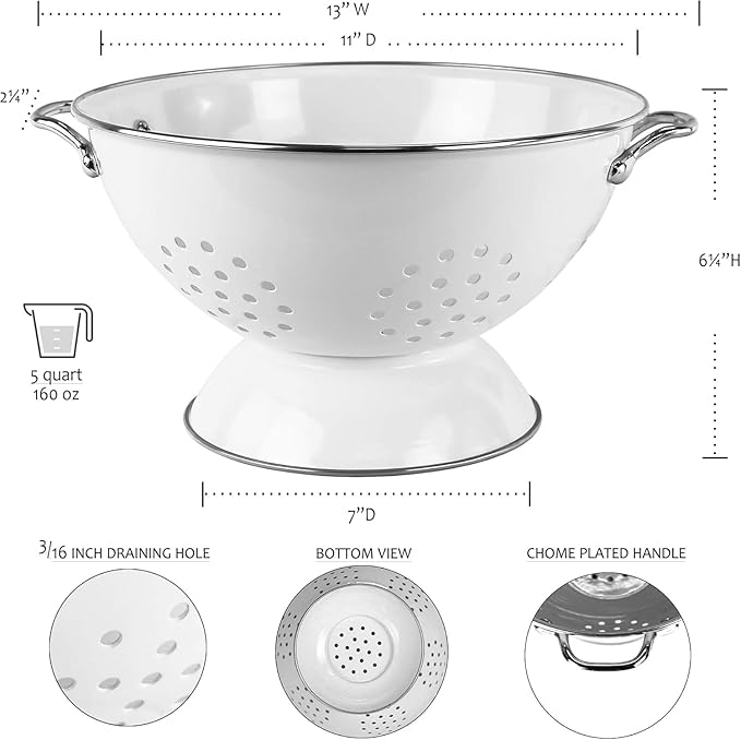 Calypso Basics by Reston Lloyd Powder Coated Enameled Colander, 5 Quart, Lemon