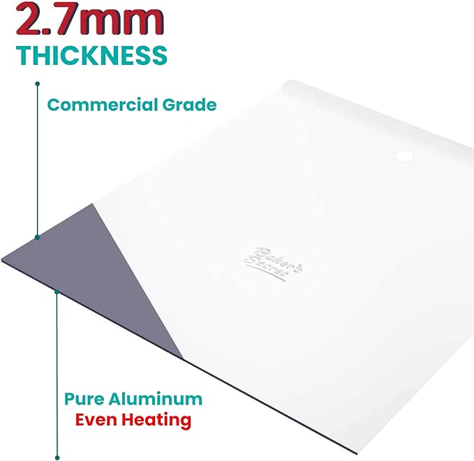 Commercial Quality Baking Sheet Pan Set, Pure Aluminum, Wrap Resistant, Large Flat Cookie Sheet 18" x 14", 100% Recycled Flat Baking Sheet Commercial Grade - The Natural Aluminum Collection