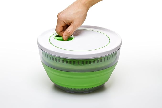 PrepWorks 4 Qt Collapsible Salad Spinner – Space-Saving, BPA-Free, Easy-to-Use for Quick Salad Washing & Drying, Dishwasher Safe
