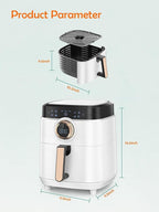 Air Fryer, ALLCOOL Airfryer Oven 8QT Large Air Fryer 1700W 8-in-1 with Touch Screen Air Fryers Dishwasher Safe Nonstick Tray Freidora de Aire 32 Recipes BPA & PFOA Free White Air Fryer