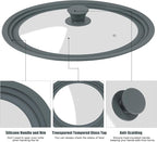 Universal Lid for Pots, Pans, and Skillets - Silicone Replacement Pan Lid Fits 8", 9", 9.5" Cookware - Tempered Glass Pot Lid Cover for Frying Pans, Cast Iron, CrockPot