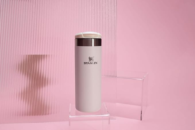 Stanley AeroLight Transit Bottle 16 oz | Locking Drink Through Lid | Leak Resistant Water Bottle or Coffee Travel Mug | Lightweight Insulated Stainless Steel | BPA-Free | Rose Quartz Glimmer