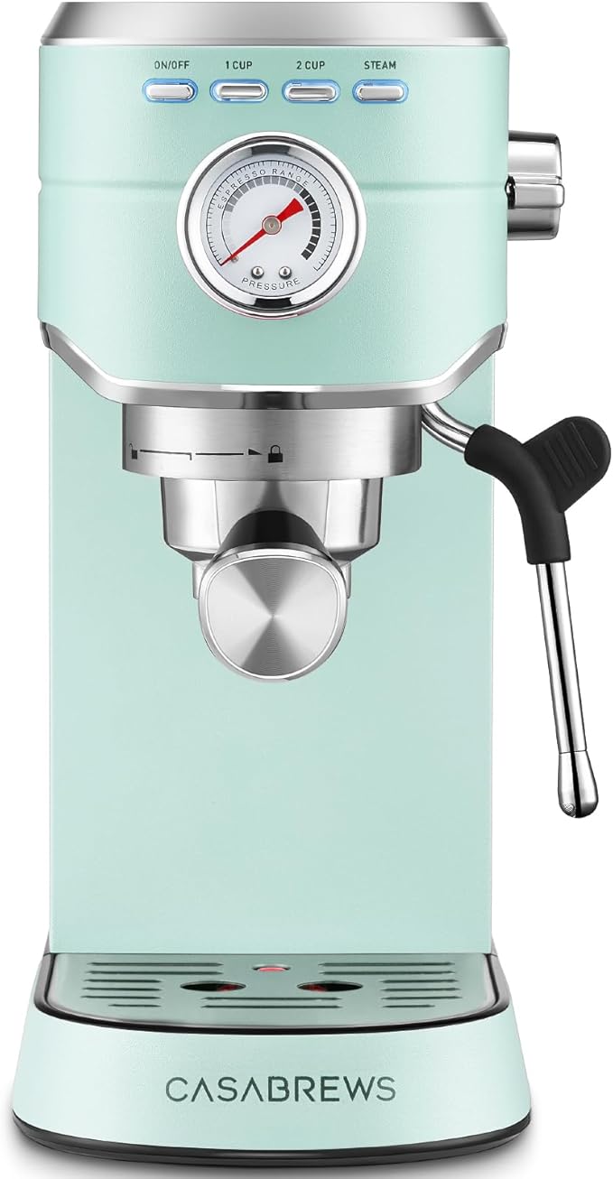 CASABREWS CM5418 Espresso Machine 20 Bar, Compact Espresso Maker with Steam Milk Frother, Stainless Steel Coffee Machine with 34oz Removable Water Tank for Cappuccino Latte, Pastel Green