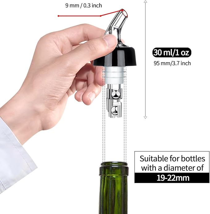 Measure Pourer Drinks Wine Cocktail Beverages Dispenser,Automatic Measured Bottle Pourer Spout,Quick Shot Spirit,Ideal Cocktail Home Bar Tools 1oz/30ml Green 2 Pack