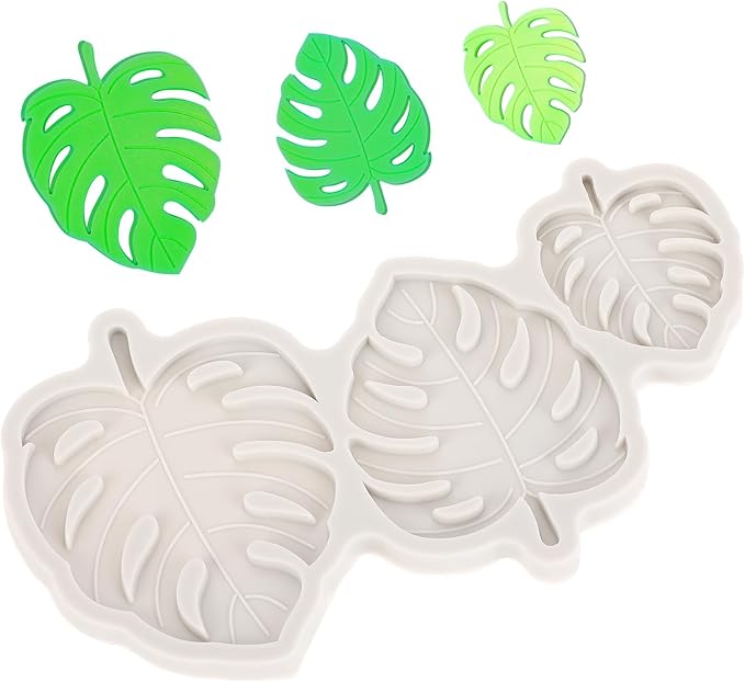 Tropical Leaves Silicone Molds Leaf Fondant Mold Monstera Leafage Silicone Fondant Mold Small Tropical Leaf Silicone Mold Cake Decorating Polymer Clay Mold for Candy Chocolate Baking Cookie Pastry