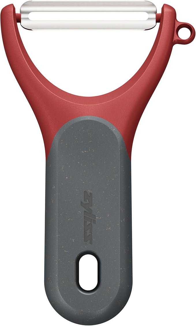 Zyliss Soft Skin Y Peeler – Ultra-Sharp Stainless Steel Blade for Tomatoes, Peaches & Soft Fruits – Ergonomic Wheatstraw Handle – Built-in Eye Cutter & Safety Cover – Dishwasher Safe