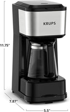 KRUPS Simply Brew Coffee Maker - Multi-Serve 4-in-1 with Stainless Steel Travel Tumbler, Black, 14oz
