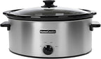 HOMECOOKIN 8 Quart Slow Cooker Oval Manual Pot Food Warmer with 3 Cooking Settings, Stainless Steel