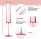 50 PCS Pink Champagne Flutes Plastic 5.4 OZ Clear Acrylic Champagne Flutes Sparkling Wine Glasses Wedding Table Decorations Reusable For Valentines Toasting Engagement Party Supplies