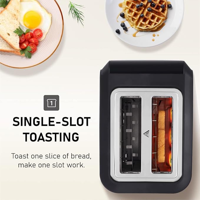 Touchscreen Toaster 2 Slice, KETIAN Bagel English Muffins Toast Pastry Waffles Grain Sweet Bread Toaster, Extra Wide Slots Single Slot Toasting Automatic Lifting, 1400w (Black)