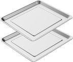 Stainless Steel Baking Tray Pan Compatible with Cuisinart Airfryer TOA-060 and TOA-065, Dishwasher Safe Mesh Air Fryer Basket Wire Rack Accessories Parts 2 SET