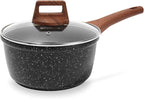 ESLITE LIFE Nonstick Sauce Pan with Lid, 2.5 QT Small Soup Pot Compatible with All Stovetops (Gas, Electric & Induction), PFOA Free, Black