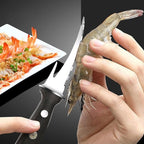 Ipetboom Shrimp Line Cutter and Peeler with Wood Handle and Rivets, Seafood Cleaning Tool for Deveining and Shelling Shrimp, Kitchen Specialty Gadget for Home Cooking and Seafood