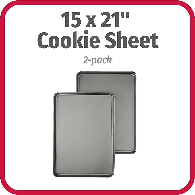 GoodCook Everday Nonstick Carbon Steel 15” x 21” Baking Sheet Set, 2 Pack – Extra-Large Carbon Steel Cooking Pans, Bakeware Set, Cookie Sheets for Baking, Oven Pan Set
