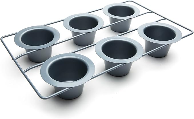 Fox Run Non-Stick Popover Pan, 6 Cup Yorkshire Pudding Pan, Grey