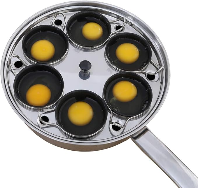 Egg Poacher Pan - Stainless Steel Poached Egg Cooker – Perfect Poached Egg Maker – Induction Cooktop Egg Poachers Cookware Set with 6 Nonstick Large PFOA FREE Egg Poacher Cups and Silicone Spatula…