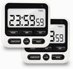 2 Pack Digital Kitchen Timer NKOVE 24 Hour Clock and Alarm Function with Silent or Alarm Manual Switching Count UP or Down and Memory Function Black