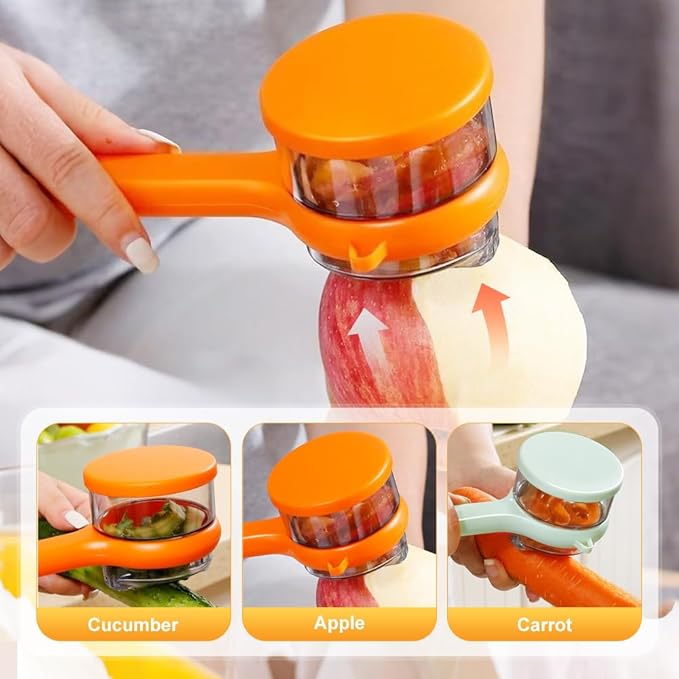 Peeling Knife with Storage Box, 2025 New Vegetable Peeler with Container, Kitchen Multi Function Veggie Peeler for Kids Adults, Fruit and Vegetable Peeling Knife with Catcher (Orange,1)