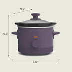 bella 1.5 Qt Slow Cooker with 3 Heat Manual Control, Ceramic Nonstick Coating, Dishwasher Safe Stoneware Pot and Tempered Glass Lid, Tangle Free Cord Wrap & Cool Touch Handles, Plum